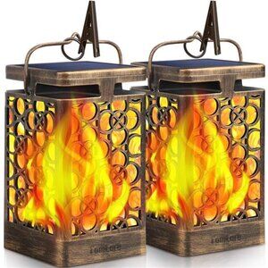 Solar Lights Upgraded Solar Lantern Flickering Flame Outdoor Hanging